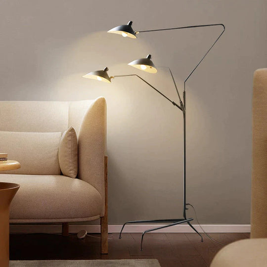 Modern Art Floor LED Lamp for Living Room Bedroom Study Office Lustre Black Standing Floor Light with Flexible Adjustable Head