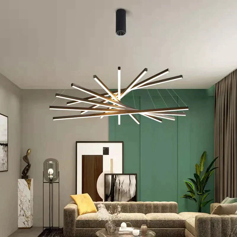 Modern Black Stair Chandelier simple modern duplex building high-rise empty living Dining room hall Bedroom Staircase long LED line lamp