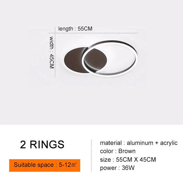 Modern Ceiling Lights For Living Room Circle Gold Brown LED Plafon Decor Bedroom Lamps Fixture With Remote Control Lustre