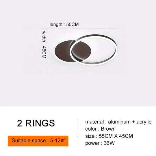 Modern Ceiling Lights For Living Room Circle Gold Brown LED Plafon Decor Bedroom Lamps Fixture With Remote Control Lustre