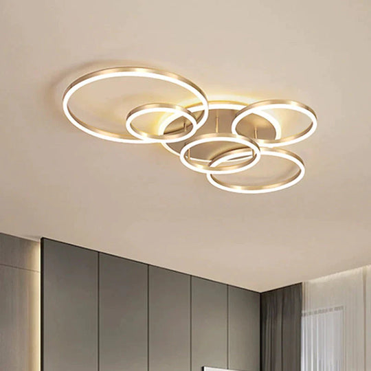 Modern Ceiling Lights For Living Room Circle Gold Brown LED Plafon Decor Bedroom Lamps Fixture With Remote Control Lustre