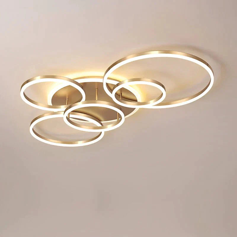 Modern Ceiling Lights For Living Room Circle Gold Brown LED Plafon Decor Bedroom Lamps Fixture With Remote Control Lustre