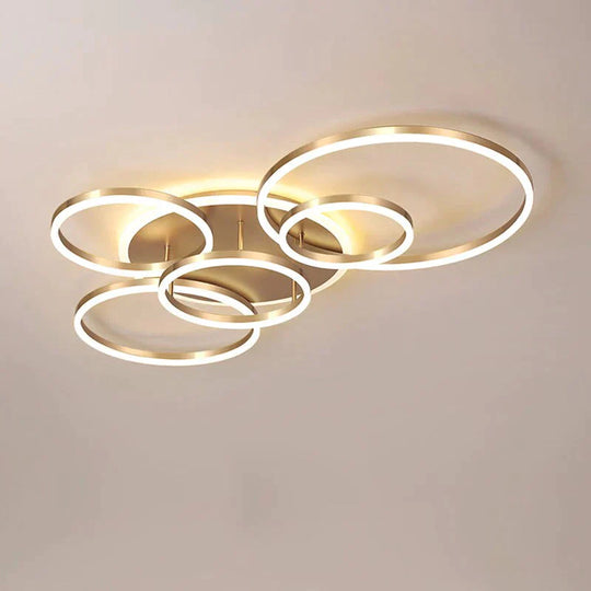 Modern Ceiling Lights For Living Room Circle Gold Brown LED Plafon Decor Bedroom Lamps Fixture With Remote Control Lustre