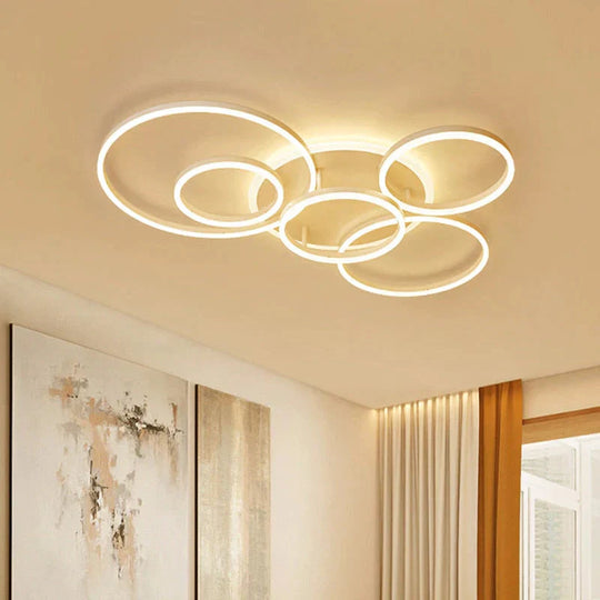 Modern Ceiling Lights For Living Room Circle Gold Brown LED Plafon Decor Bedroom Lamps Fixture With Remote Control Lustre