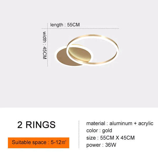 Modern Ceiling Lights For Living Room Circle Gold Brown LED Plafon Decor Bedroom Lamps Fixture With Remote Control Lustre