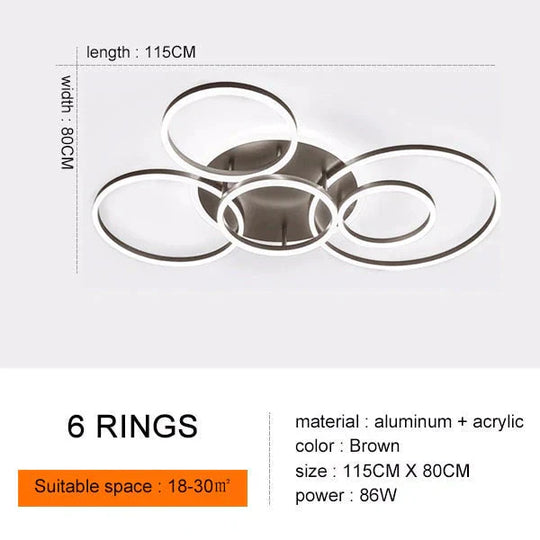 Modern Ceiling Lights For Living Room Circle Gold Brown LED Plafon Decor Bedroom Lamps Fixture With Remote Control Lustre