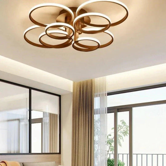 Modern Ceiling Lights LED Ceiling Lamp For Living Room Bedroom White Coffee Color Surface Mounted Round Lamps Remote Control