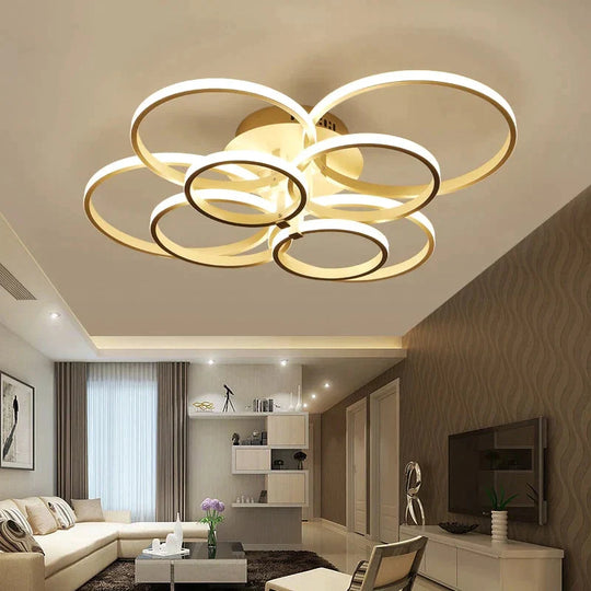 Modern Ceiling Lights LED Ceiling Lamp For Living Room Bedroom White Coffee Color Surface Mounted Round Lamps Remote Control