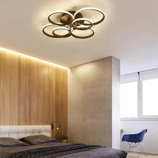 Modern Ceiling Lights LED Ceiling Lamp For Living Room Bedroom White Coffee Color Surface Mounted Round Lamps Remote Control