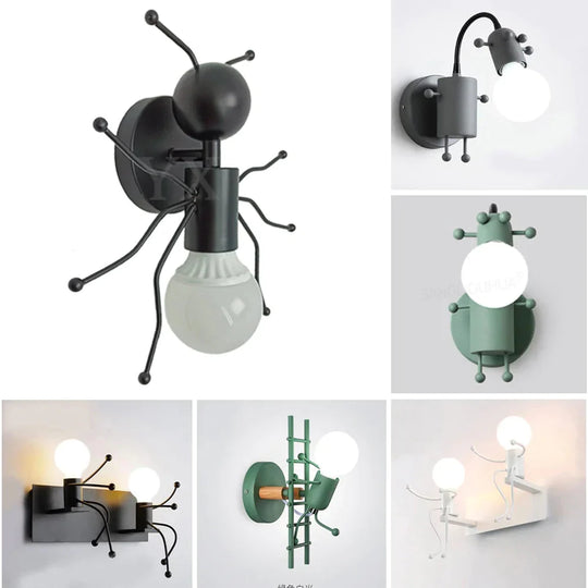 Modern Creative Minimalism Metal Robot Ants Lamps for Kids Baby Living room