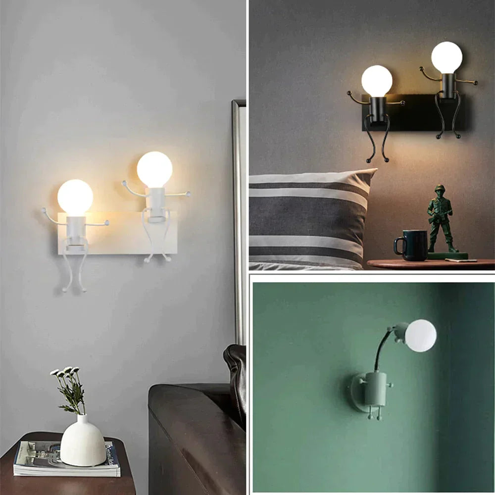 Modern Creative Minimalism Metal Robot Ants Lamps For Kids Baby Living Room Wall Light