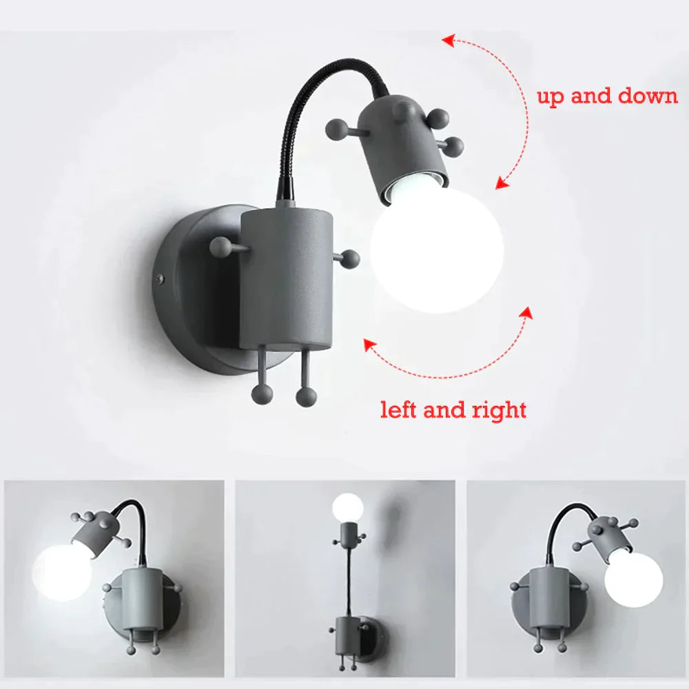 Modern Creative Minimalism Metal Robot Ants Lamps For Kids Baby Living Room Wall Light