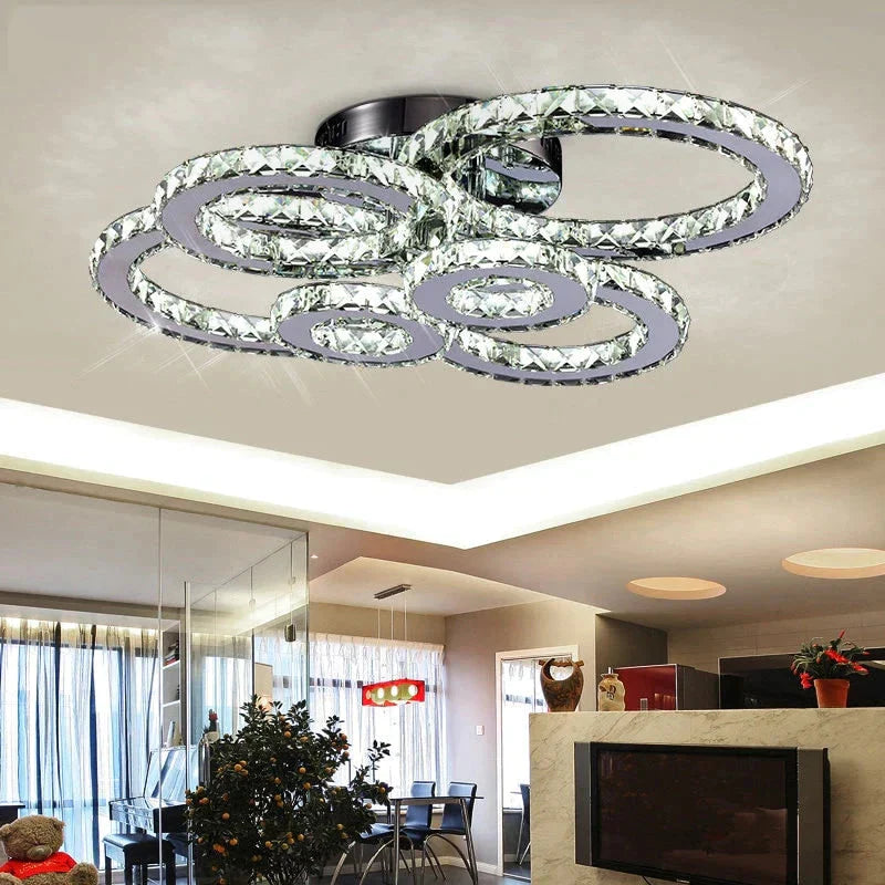 Modern Crystal Ceiling Lights Living Room Luxury Silver Ceiling Light Bedroom Led Ceiling Lamps Dining Crystal Fixtures Kitchen