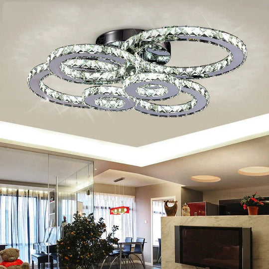 Modern Crystal Ceiling Lights Living Room Luxury Silver Ceiling Light Bedroom Led Ceiling Lamps Dining Crystal Fixtures Kitchen