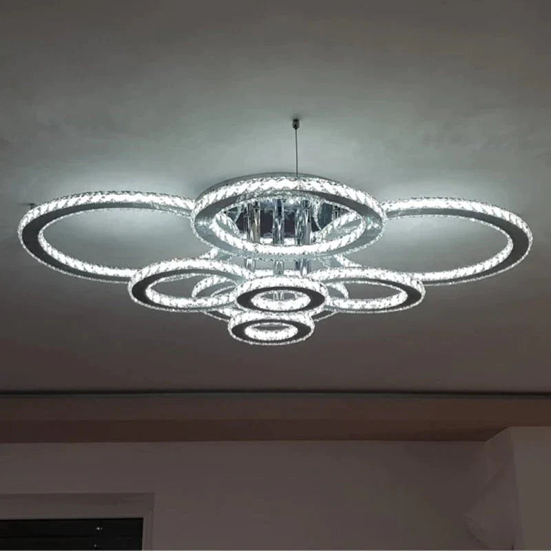 Modern Crystal Ceiling Lights Living Room Luxury Silver Ceiling Light Bedroom Led Ceiling Lamps Dining Crystal Fixtures Kitchen