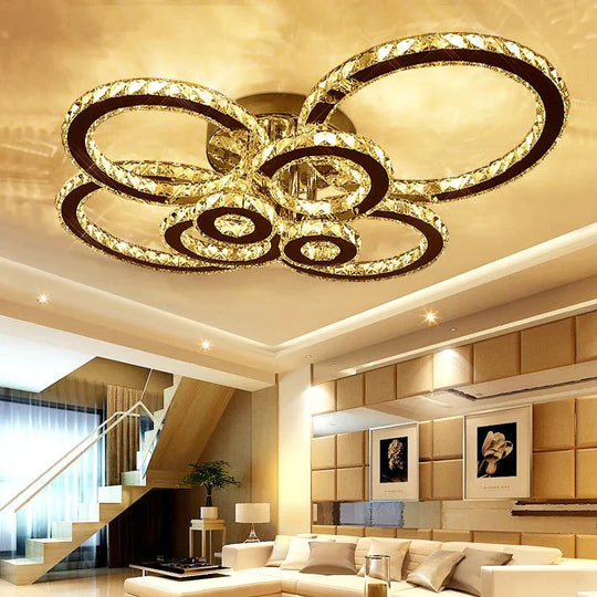 Modern Crystal Ceiling Lights Living Room Luxury Silver Ceiling Light Bedroom Led Ceiling Lamps Dining Crystal Fixtures Kitchen