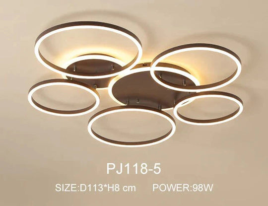 Modern Dimmable LED Ceiling Lights Brown Rings Ceiling Lighting For Kitchen Bedroom Industrial Home Decor Living Room Lights