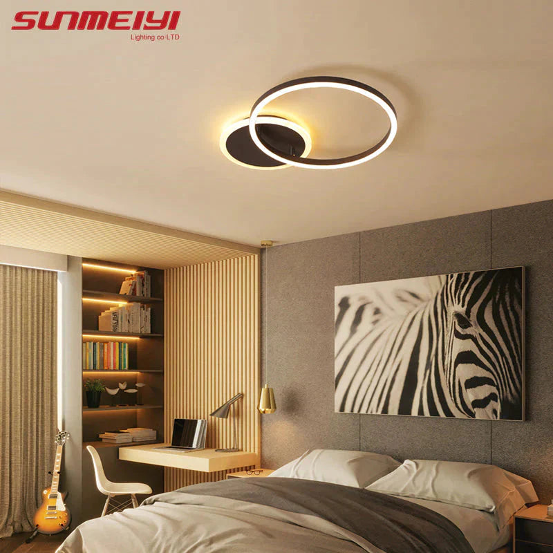 Modern Dimmable LED Ceiling Lights Brown Rings Ceiling Lighting For Kitchen Bedroom Industrial Home Decor Living Room Lights