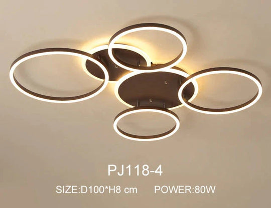 Modern Dimmable LED Ceiling Lights Brown Rings Ceiling Lighting For Kitchen Bedroom Industrial Home Decor Living Room Lights