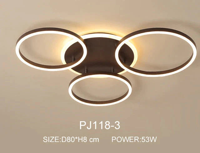 Modern Dimmable LED Ceiling Lights Brown Rings Ceiling Lighting For Kitchen Bedroom Industrial Home Decor Living Room Lights