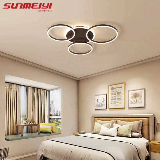 Modern Dimmable LED Ceiling Lights Brown Rings Ceiling Lighting For Kitchen Bedroom Industrial Home Decor Living Room Lights