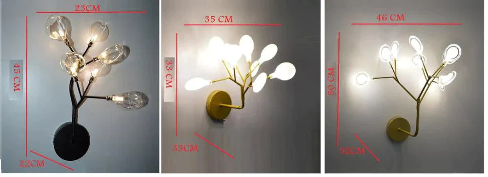 Modern firefly Tree Branch LED Wall Light for Bedroom Study Room