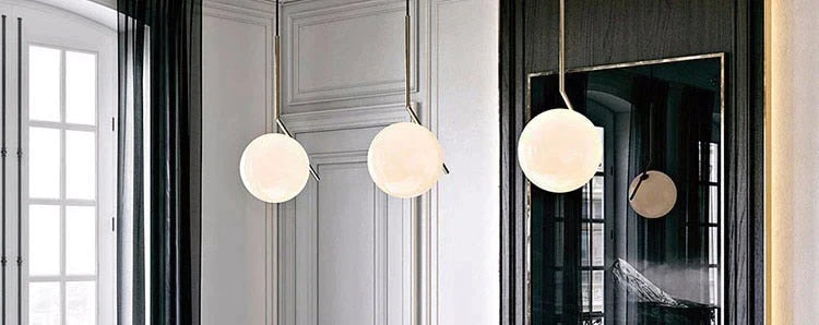 Lampes suspendues modernes en forme de boule de verre pour salle à manger, luminaires d'intérieur, de cuisine, de bar, de restaurant