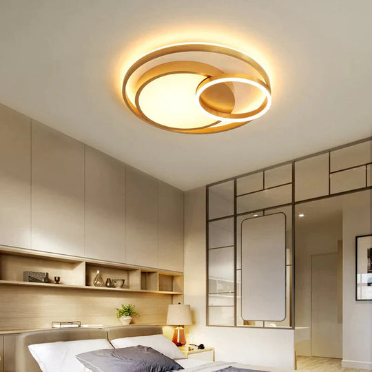 Modern Golden Round LED Ceiling Lamps Living Room Bedroom Dimmable Remote Control Acrylic Light Indoor Lighting