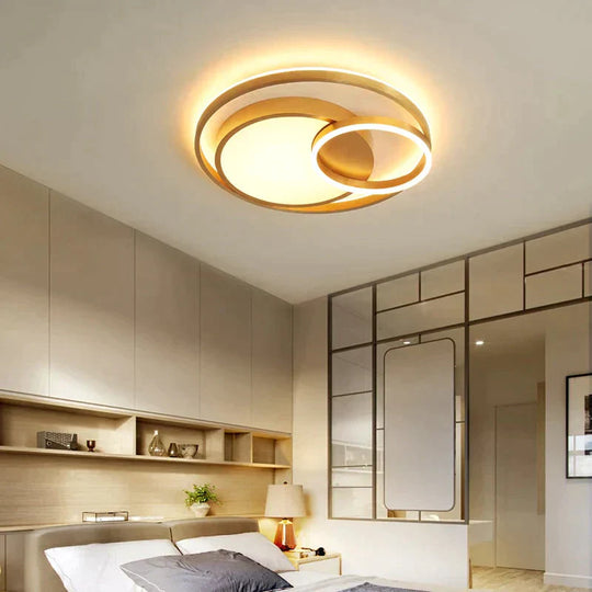 Modern Golden Round Led Ceiling Lamps Living Room Bedroom Dimmable Remote Control Acrylic Light