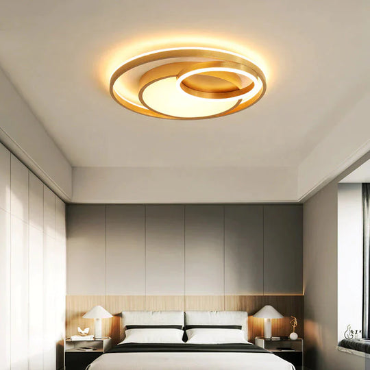 Modern Golden Round LED Ceiling Lamps Living Room Bedroom Dimmable Remote Control Acrylic Light Indoor Lighting