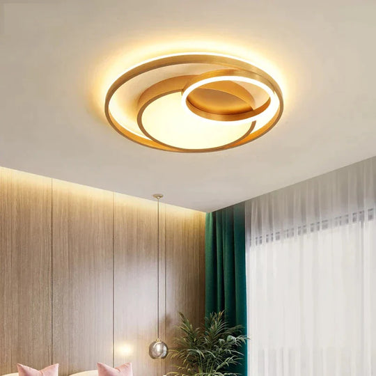 Modern Golden Round LED Ceiling Lamps Living Room Bedroom Dimmable Remote Control Acrylic Light Indoor Lighting