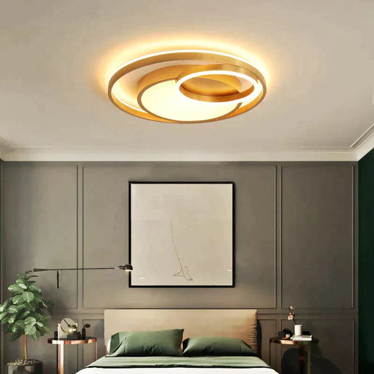 Modern Golden Round Led Ceiling Lamps Living Room Bedroom Dimmable Remote Control Acrylic Light