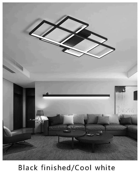 Modern Led Ceiling Light Living Room Bedroom Dining Aluminum Alloy Black&White Chandelier Lamp