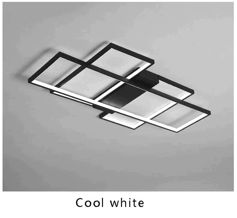 Modern Led Ceiling Light Living Room Bedroom Dining Aluminum Alloy Black&White Chandelier Lamp