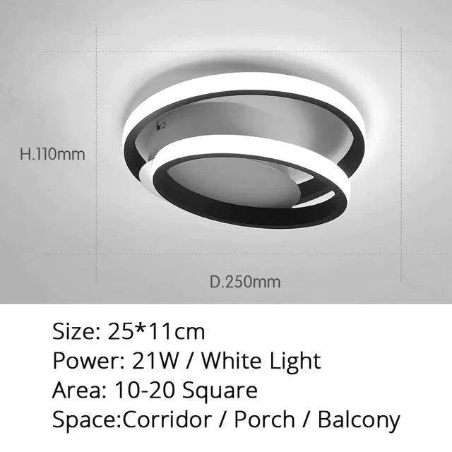 Modern LED Ceiling Light Warm Or Cool White For Living Room Corridor Balcony Surface Mounted Lights White Black Body Color Dero