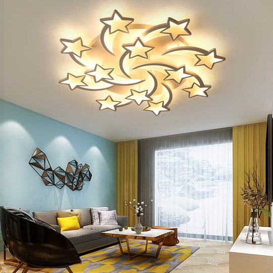 Modern led chandelier art deco  room indoor lamp white star for living room dining room bedroom kid's room kitchen remote