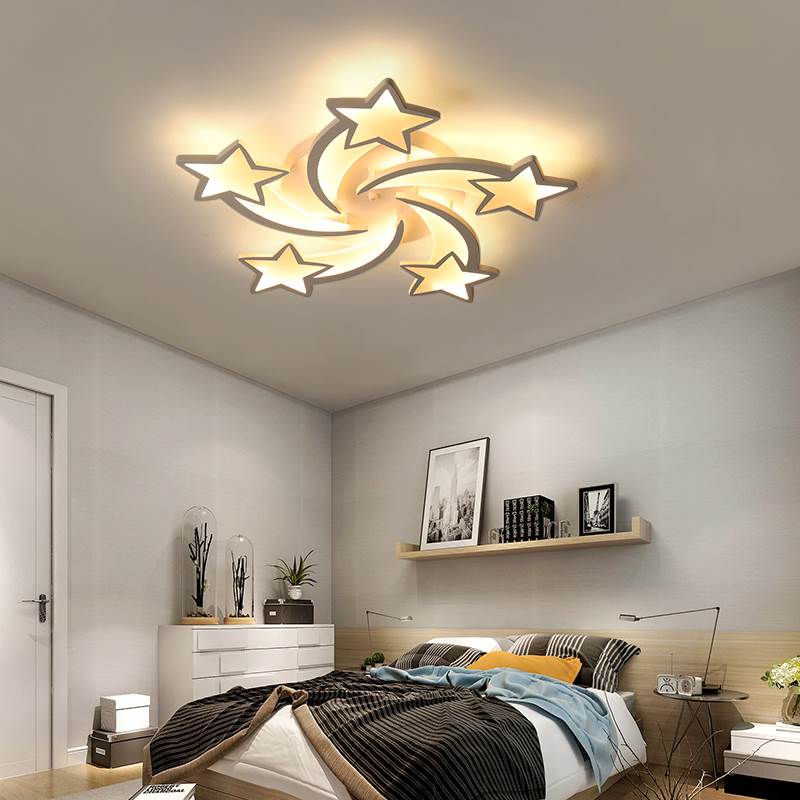 Modern led chandelier art deco  room indoor lamp white star for living room dining room bedroom kid's room kitchen remote