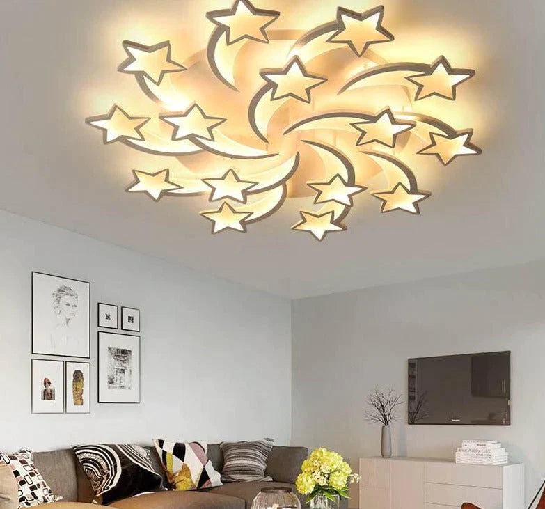 Modern Led Chandelier Art Deco Room Indoor Lamp White Star For Living Dining Bedroom Kids Kitchen