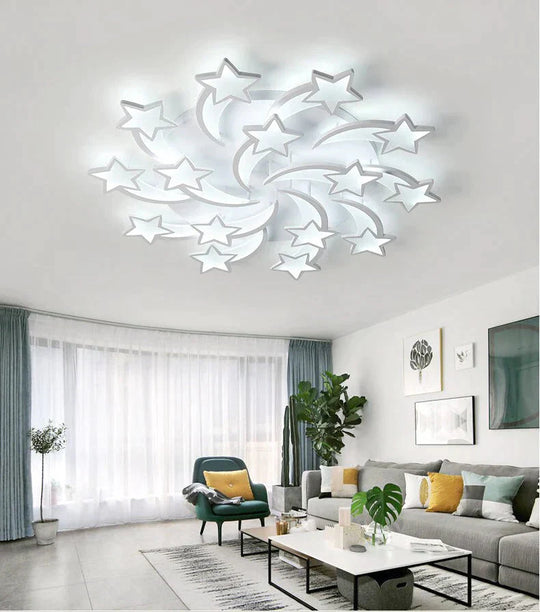 Modern led chandelier art deco  room indoor lamp white star for living room dining room bedroom kid's room kitchen remote