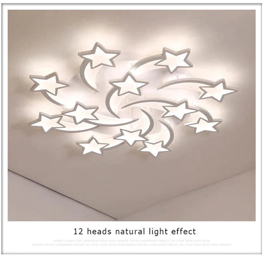 Modern led chandelier art deco  room indoor lamp white star for living room dining room bedroom kid's room kitchen remote