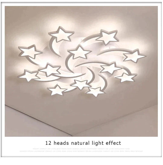 Modern Led Chandelier Art Deco Room Indoor Lamp White Star For Living Dining Bedroom Kids Kitchen