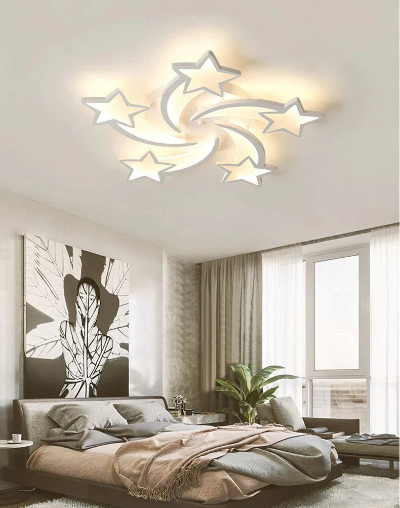 Modern led chandelier art deco  room indoor lamp white star for living room dining room bedroom kid's room kitchen remote