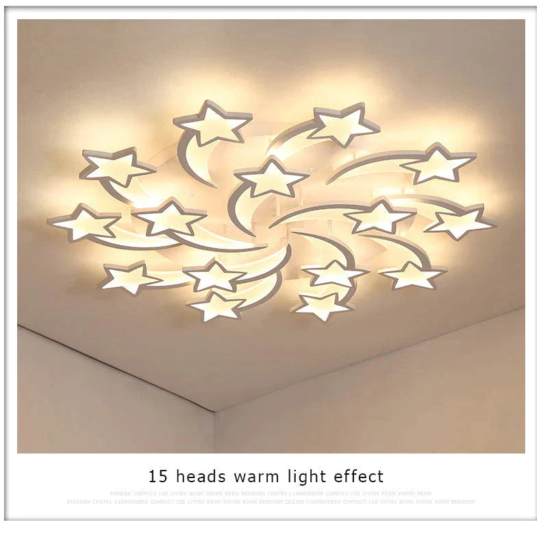 Modern led chandelier art deco  room indoor lamp white star for living room dining room bedroom kid's room kitchen remote