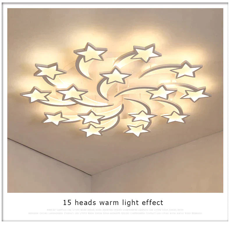 Modern Led Chandelier Art Deco Room Indoor Lamp White Star For Living Dining Bedroom Kids Kitchen