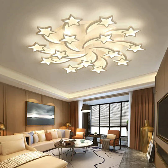 Modern Led Chandelier Art Deco Room Indoor Lamp White Star For Living Dining Bedroom Kids Kitchen