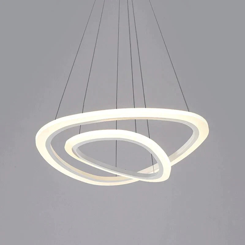 Modern LED Circles Pendant Lights Living Dining Room Fixtures With Remote Dimmable Rings Home Decor Bedroom White Hanging Lamp