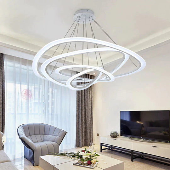 Modern LED Circles Pendant Lights Living Dining Room Fixtures With Remote Dimmable Rings Home Decor Bedroom White Hanging Lamp