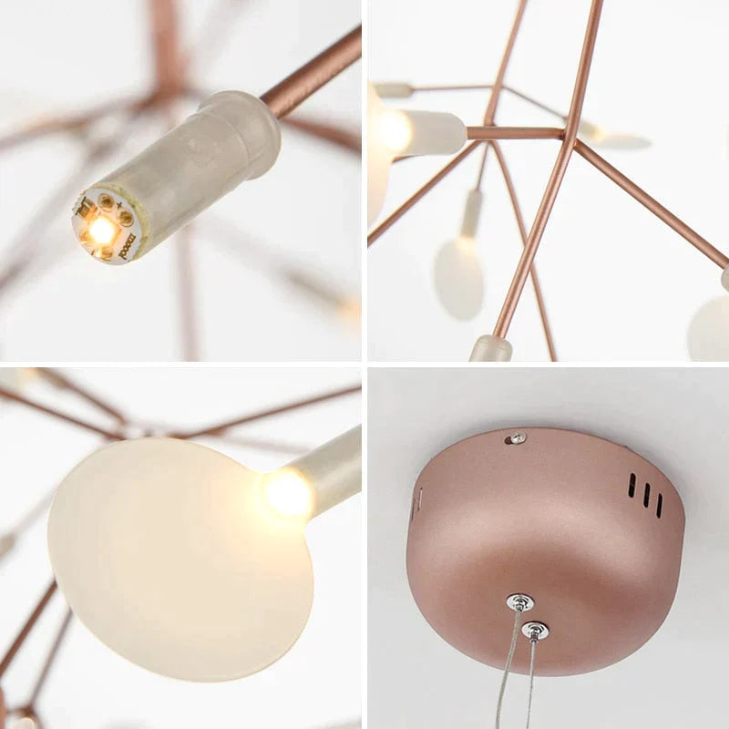 Modern LED Lamp Firefly Tree Branch Leaf Pendant Light Round Flower Suspension Lamps