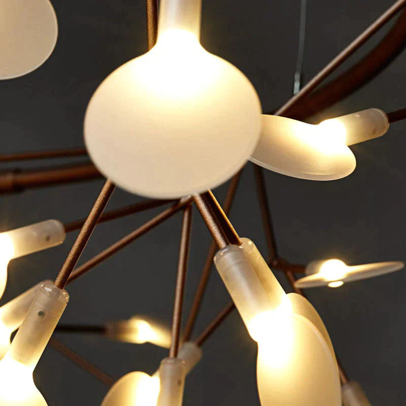 Modern LED Lamp Firefly Tree Branch Leaf Pendant Light Round Flower Suspension Lamps