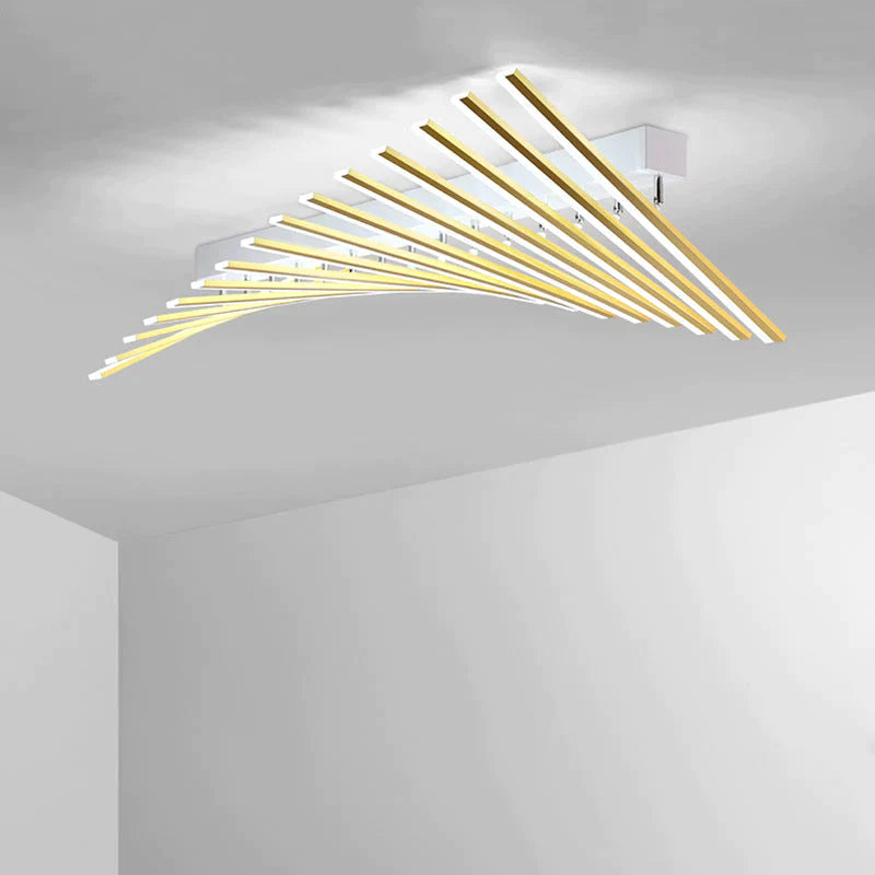 Modern Led Living Room Ceiling Lamp Simple Nordic Creative Square Line Restaurant Light In The